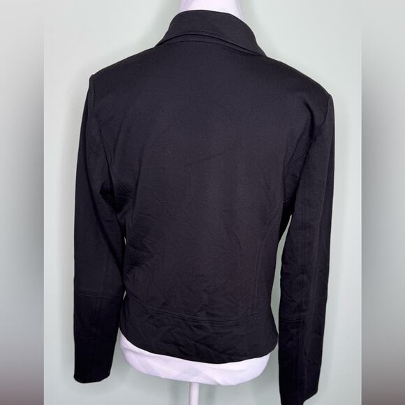 Evereve Black Moto Biker Style Jacket Asymmetrica Silver Zippers Size Medium - Picture 9 of 11